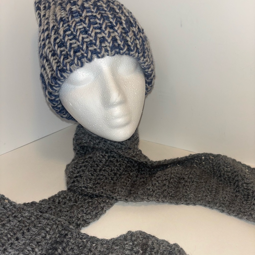 Cozy Handcrafted Crochet Knit Hat and Scarf Set NWOT
